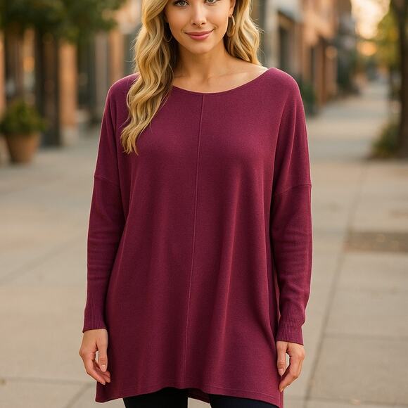 Orange Fashion Village Supersoft Boatneck Sweater O/S Plum - Picture 2 of 7